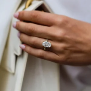 5.0Ct Oval Cut Diamond Wedding Ring Solitaire Hidden Halo Moissanite 14K Gold Engagement Ring