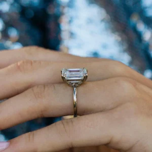 5.50Ct Emerald Cut Double Prong 14K Gold Wedding Ring Solitaire Moissanite Engagement Ring