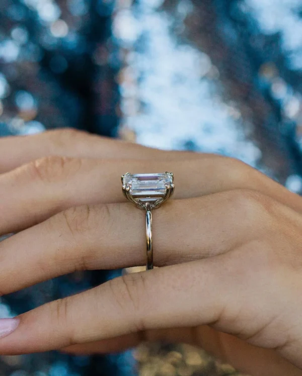 5.50Ct Emerald Cut Double Prong 14K Gold Wedding Ring Solitaire Moissanite Engagement Ring