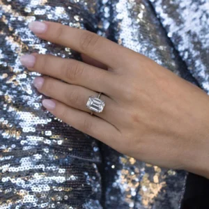 5.50Ct Emerald Cut Double Prong 14K Gold Wedding Ring Solitaire Moissanite Engagement Ring