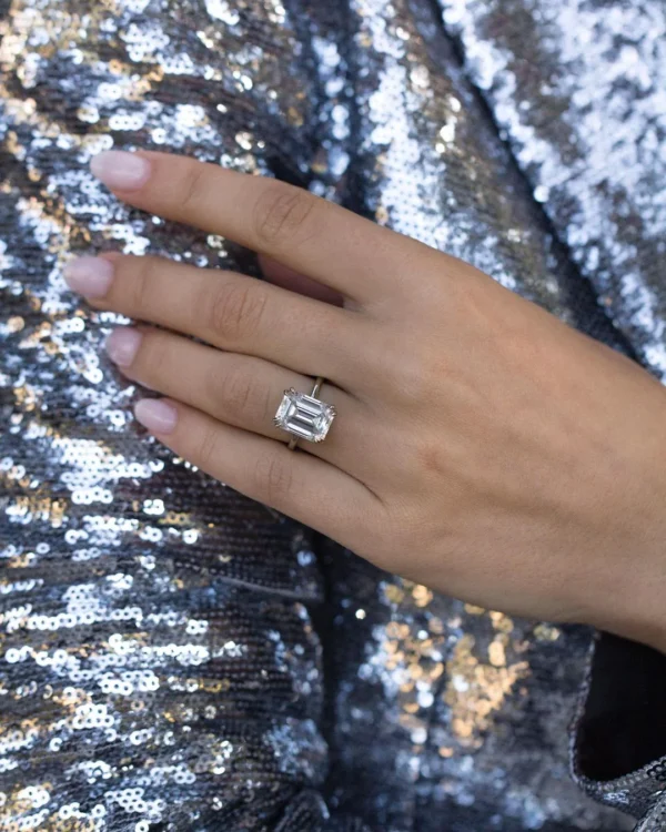 5.50Ct Emerald Cut Double Prong 14K Gold Wedding Ring Solitaire Moissanite Engagement Ring
