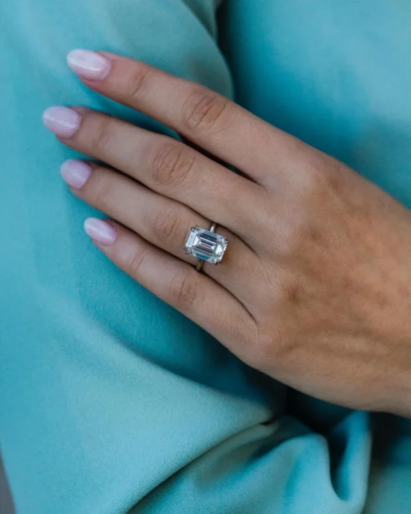 5.50Ct Emerald Cut Double Prong 14K Gold Wedding Ring Solitaire Moissanite Engagement Ring