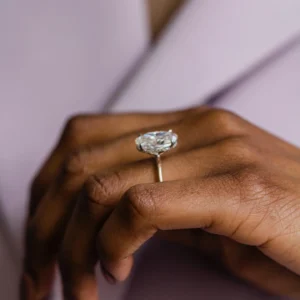 4.75Ct Oval Cut Diamond Ring Solitaire Hidden Halo 14K Gold Moissanite Engagement Ring