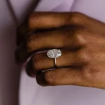4.75Ct Oval Cut Diamond Ring Solitaire Hidden Halo 14K Gold Moissanite Engagement Ring