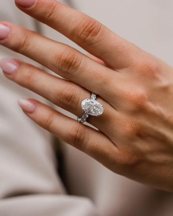 5.0CT Oval Cut Moissanite Diamond Ring Solitaire Moissanite Engagement Ring