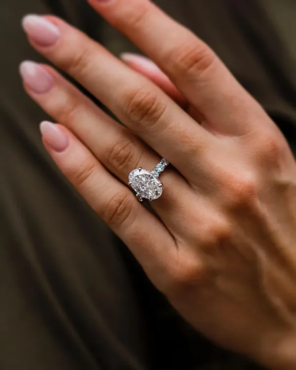 5.0CT Oval Cut Moissanite Diamond Ring Solitaire Moissanite Engagement Ring