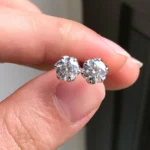 1.00Ct Moissanite Round Cut Diamond Earring Set 14K Gold Earring Set Solitaire Earring For Her
