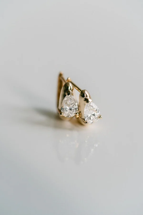 1.0Ct Moissanite Pear Cut Diamond Earring Set 14K Gold Earring Set Solitaire Earring For Her