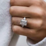 5.0Ct Radiant Cut Diamond Ring Three Stone Set Moissanite Engagement Ring 14K Gold Ring