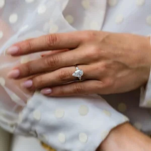 3.50Ct Three Pear Diamonds Ring Three Stone Set Moissanite Engagement Ring 14K Gold Ring