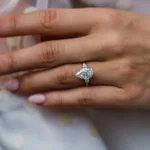 3.50Ct Three Pear Diamonds Ring Three Stone Set Moissanite Engagement Ring 14K Gold Ring