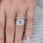 4.0CT Cushion Cut Halo and Pave Set Moissanite Diamond Ring Set Engagement Ring Set 14K Gold Ring Set