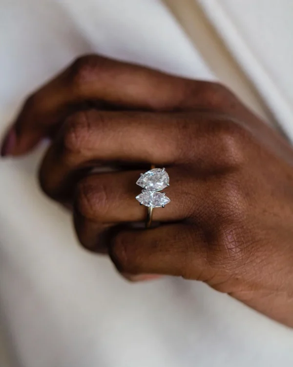 3.50CT Pear and Marquise Cut Moissanite Diamond Ring Engagement Ring 14K Gold Ring