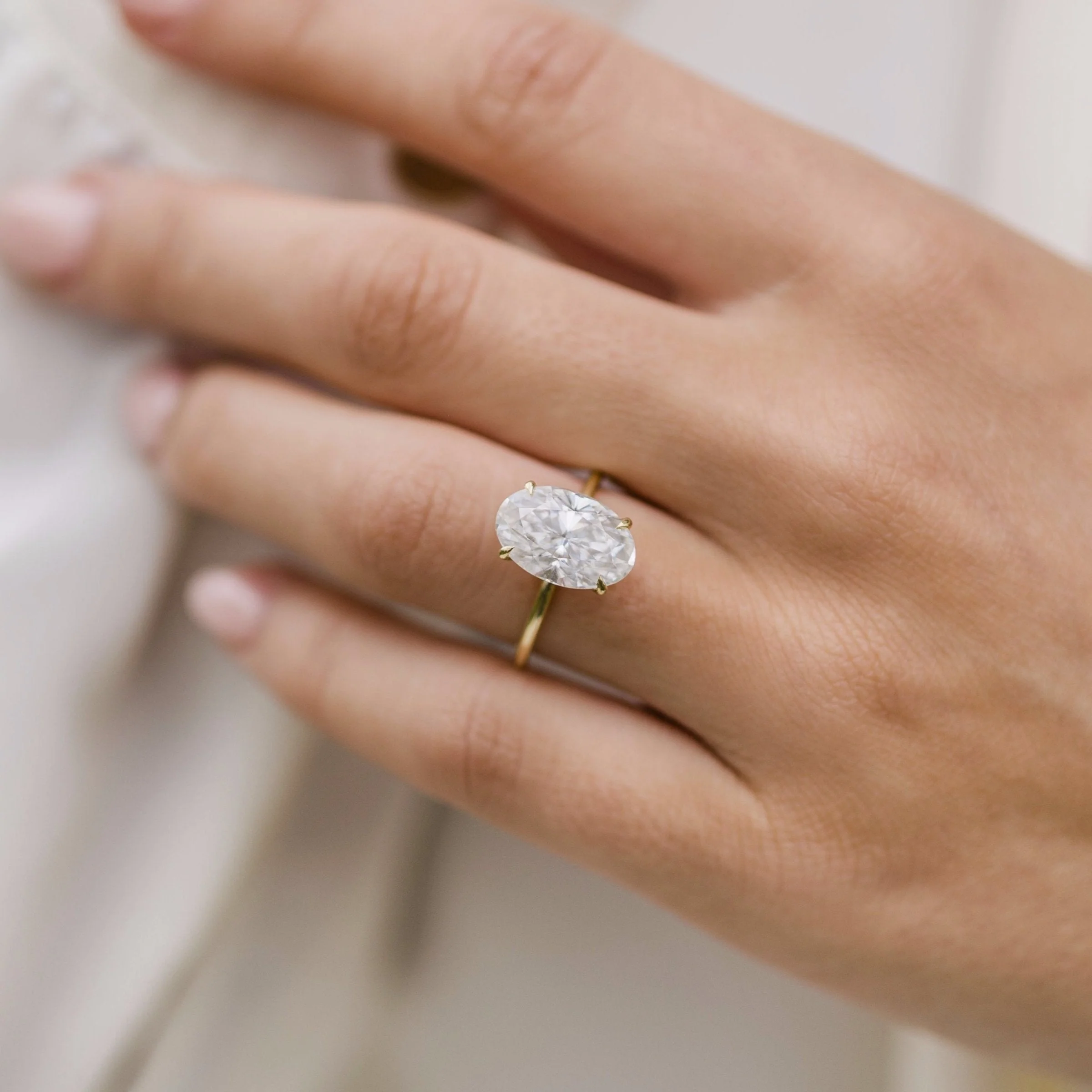 6.75Ct Oval Cut Diamond Ring 14K Gold Solitaire Diamond Ring Moissanite Engagement Ring