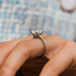 2.50CT Oval Cut Moissanite Diamond Ring Solitaire Pave Moissanite Engagement Ring