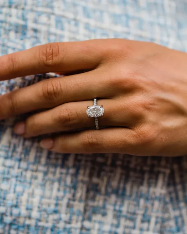 2.50CT Oval Cut Moissanite Diamond Ring Solitaire Pave Moissanite Engagement Ring