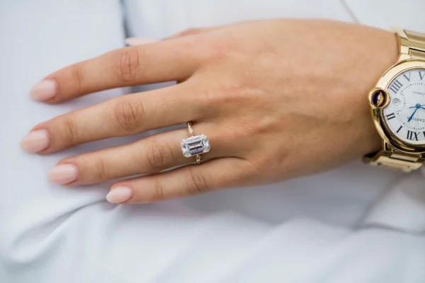 4.0Ct Emerald Cut Diamond Ring 14K Gold Diamond Ring Solitaire Milgrain Moissanite Engagement Ring