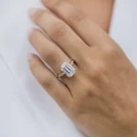 4.0Ct Emerald Cut Diamond Ring 14K Gold Diamond Ring Solitaire Milgrain Moissanite Engagement Ring