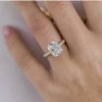 3.50Ct Elongated Cushion Cut Diamond Ring Solitaire Hidden Halo Moissanite Engagement Ring 14K Gold Ring