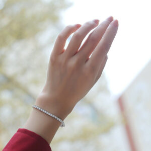 Tennis Bracelet Moissanite Round Cut Diamond Bracelet 14K Gold Bracelet For Women and Men - Image 5