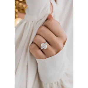 4.0Ct Oval Cut Diamond Ring Three Stone Moissanite Engagement Ring 14K Gold Wedding Ring