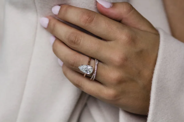 4.25Ct Pear Cut Diamond Ring Solitaire Moissanite Engagement Ring 14K Gold Wedding Ring