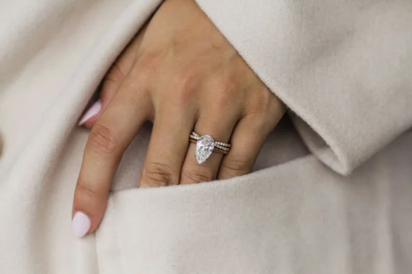 4.25Ct Pear Cut Diamond Ring Solitaire Moissanite Engagement Ring 14K Gold Wedding Ring