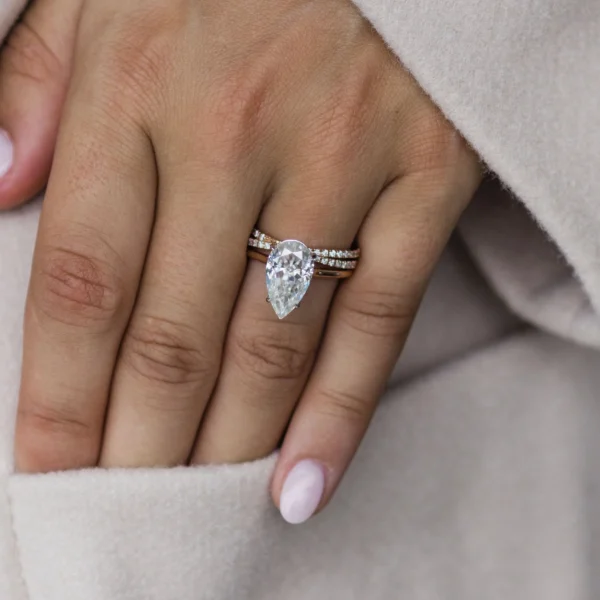 4.25Ct Pear Cut Diamond Ring Solitaire Moissanite Engagement Ring 14K Gold Wedding Ring