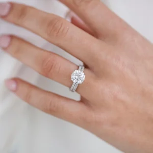 2.50Ct Round Cut Diamond Ring Set Solitaire Moissanite Engagement Ring Set 14K Gold Wedding Ring Set