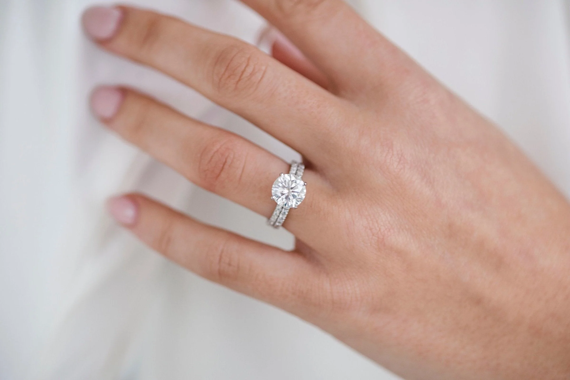 2.50Ct Round Cut Diamond Ring Set Solitaire Moissanite Engagement Ring Set 14K Gold Wedding Ring Set