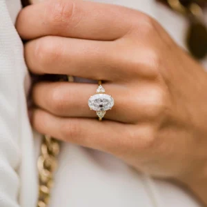 4.0Ct Oval Cut Diamond Ring Cluster Moissanite Diamond Wedding Engagement Ring 14K Gold Ring For Women