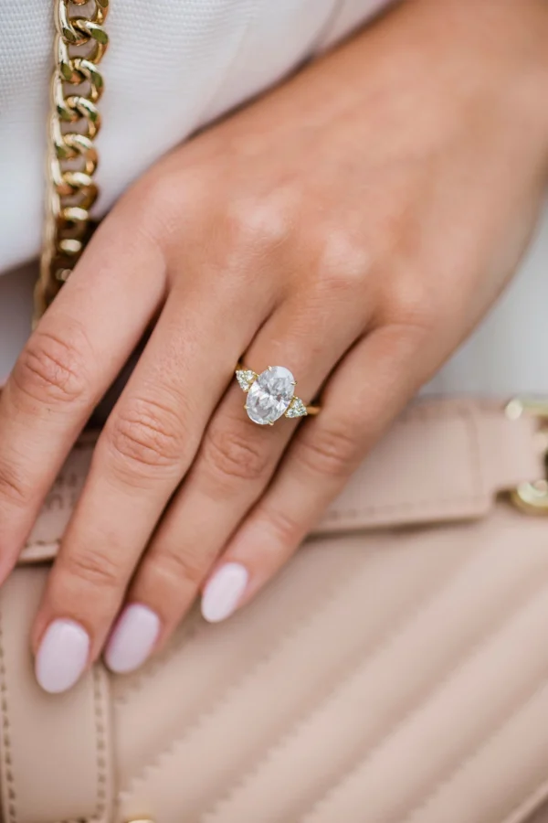 4.0Ct Oval Cut Diamond Ring Cluster Moissanite Diamond Wedding Engagement Ring 14K Gold Ring For Women