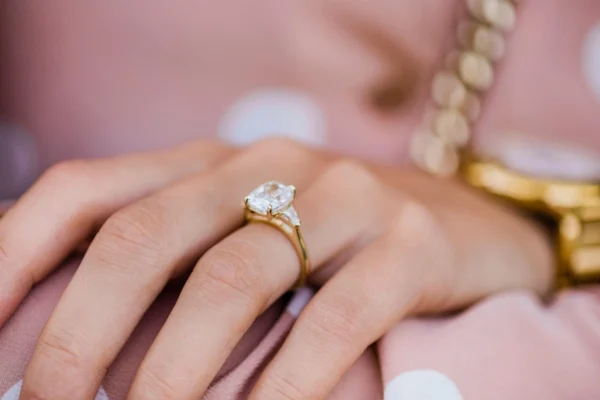 2.50Ct Elongated Cushion Cut Diamond Ring Three Stone Moissanite Engagement Ring 14K Gold Ring For Her