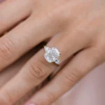 2.50Ct Elongated Cushion Cut Diamond Ring Three Stone Moissanite Engagement Ring 14K Gold Ring For Her