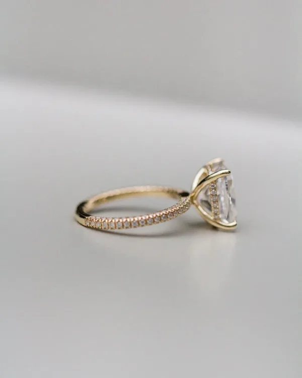 5.50CT Elongated Cushion Cut Moissanite Diamond Ring Hidden Halo Moissanite Engagement Ring