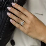 3.25Ct Pear Cut Diamond Wedding Ring Solitaire Hidden Halo And Pave Moissanite Engagement Ring
