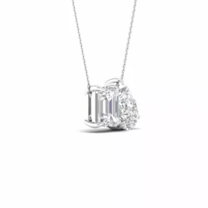 2.0Ct Toi Et Moi Necklace Pear and Emerald Cut Moissanite Pendant with Chain for Girls and Women - Image 2