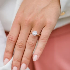 2.0Ct Round Cut Diamond Wedding Ring Solitaire Hidden Halo And Pave Moissanite Engagement Ring