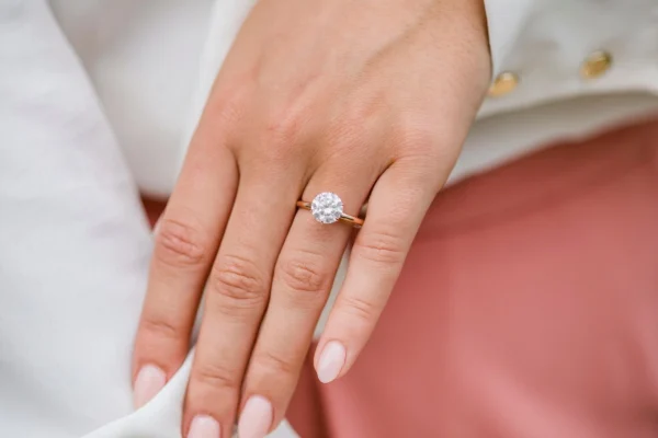 2.0Ct Round Cut Diamond Wedding Ring Solitaire Hidden Halo And Pave Moissanite Engagement Ring