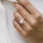 2.0Ct Round Cut Diamond Wedding Ring Solitaire Hidden Halo And Pave Moissanite Engagement Ring