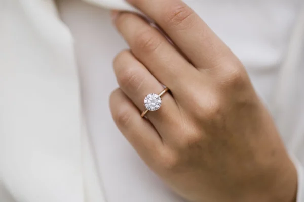 2.0Ct Round Cut Diamond Wedding Ring Solitaire Hidden Halo And Pave Moissanite Engagement Ring