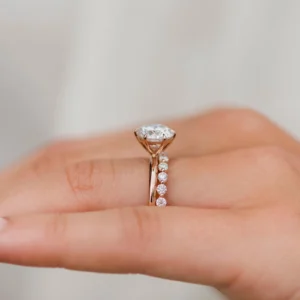 2.0Ct Round Cut Diamond Wedding Ring Solitaire Hidden Halo And Pave Moissanite Engagement Ring