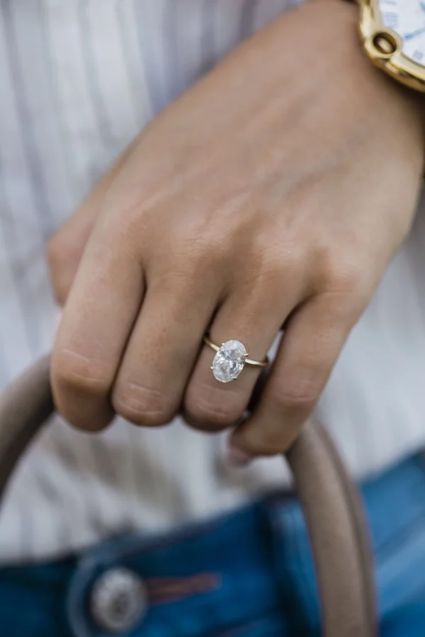 4.0Ct Oval Cut Diamond Wedding Ring Solitaire Hidden Halo And Pave Moissanite Engagement Ring