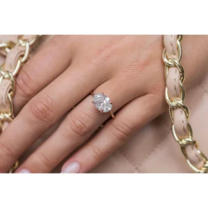 3.00Ct East to West Oval Cut Diamond Ring Solitaire Moissanite Engagement Ring 14K Gold Wedding Anniversary Ring