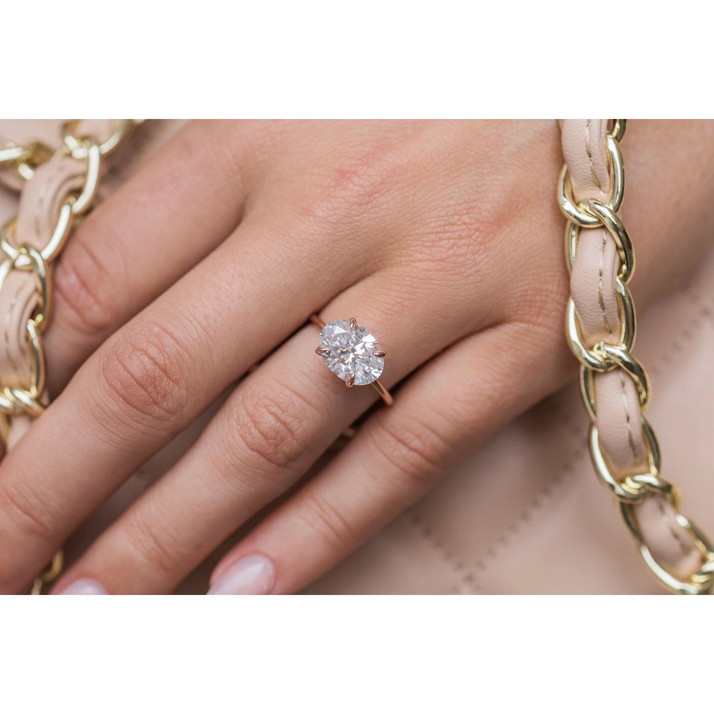 3.00Ct East to West Oval Cut Diamond Ring Solitaire Moissanite Engagement Ring 14K Gold Wedding Anniversary Ring