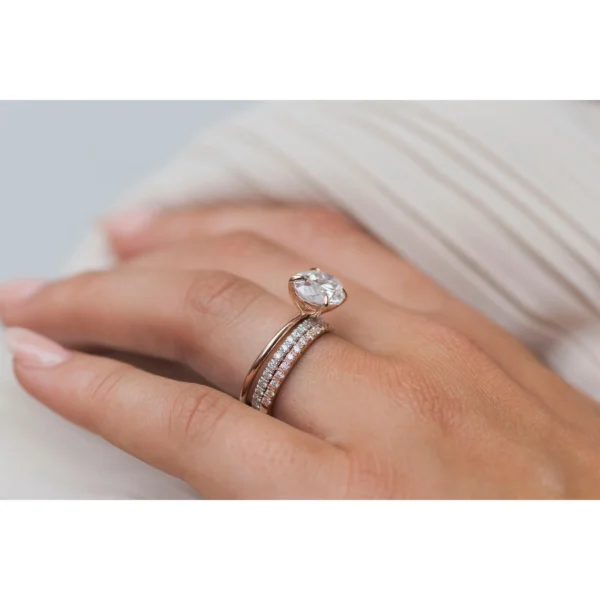 3.00Ct East to West Oval Cut Diamond Ring Solitaire Moissanite Engagement Ring 14K Gold Wedding Anniversary Ring