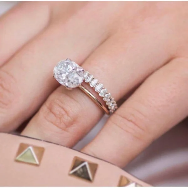3.0CT Oval East West Engagement Ring – 18K Moissanite Ring