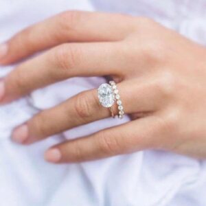 3.0CT Oval East West Engagement Ring – 18K Moissanite Ring