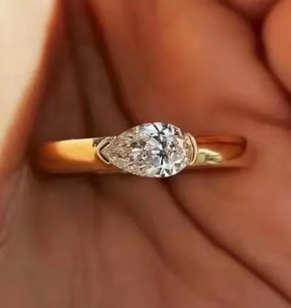 East West 1 Carat Pear Diamond Engagement Ring
