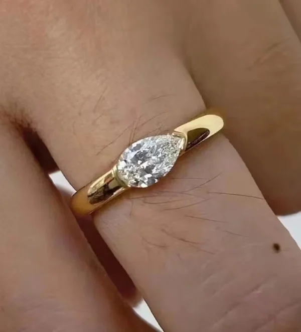 East West 1 Carat Pear Diamond Engagement Ring